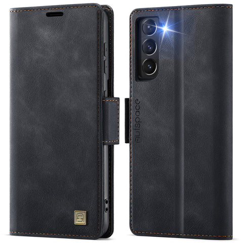 AUTSPACE For Samsung Galaxy S21+ 5G Case  A11 RFID Blocking Retro Leather Cell Phone Wallet Cover