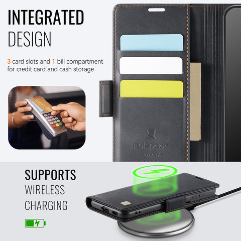 AUTSPACE For Samsung Galaxy S21+ 5G Case  A11 RFID Blocking Retro Leather Cell Phone Wallet Cover