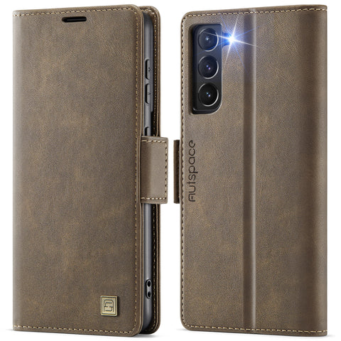 AUTSPACE For Samsung Galaxy S21+ 5G Case  A11 RFID Blocking Retro Leather Cell Phone Wallet Cover