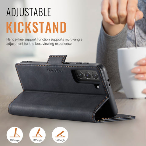 AUTSPACE For Samsung Galaxy S21 Ultra 5G Case  A11 RFID Blocking Retro Leather Cell Phone Wallet Cover