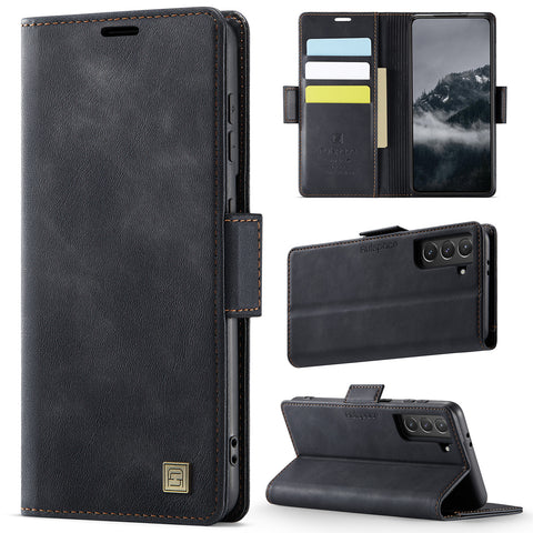 AUTSPACE For Samsung Galaxy S21 FE 5G Case  A11 RFID Blocking Retro Leather Cell Phone Wallet Cover