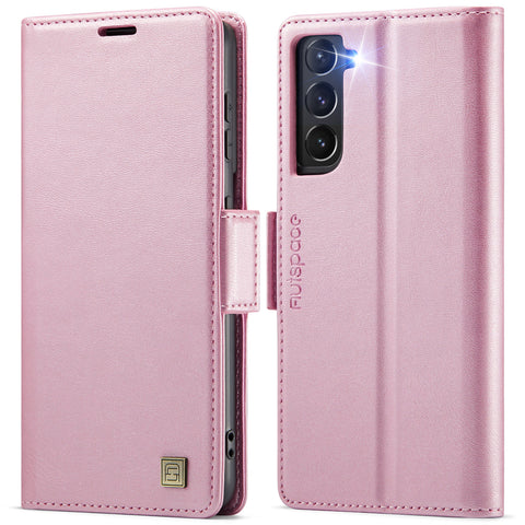 AUTSPACE For Samsung Galaxy S21 FE 5G Case  A11 RFID Blocking Retro Leather Cell Phone Wallet Cover
