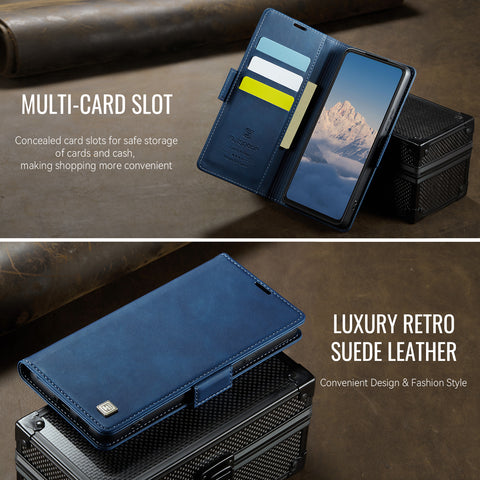 For Samsung Galaxy S22 5G Case AUTSPACE A11 RFID Blocking Retro Leather Cell Phone Wallet Cover