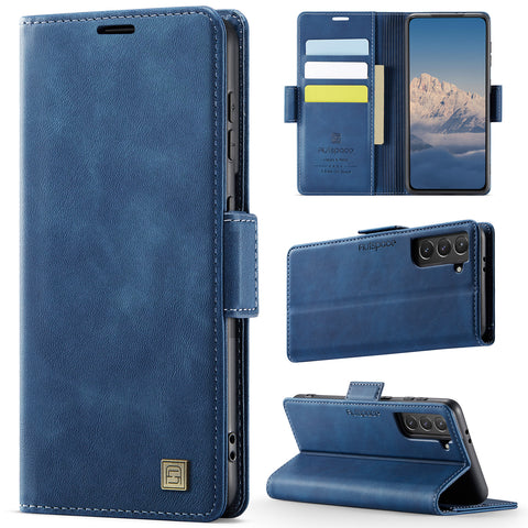 For Samsung Galaxy S22 5G Case AUTSPACE A11 RFID Blocking Retro Leather Cell Phone Wallet Cover
