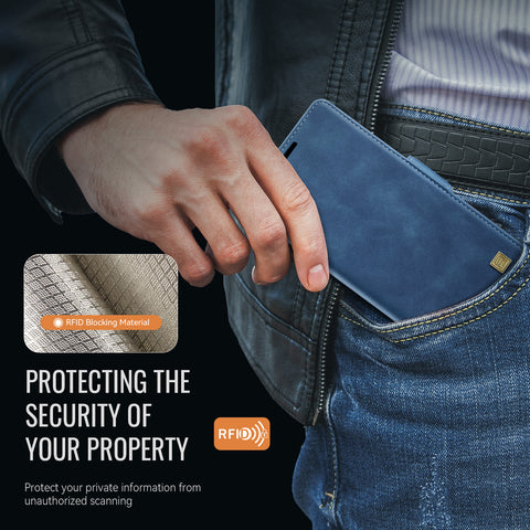 For Samsung Galaxy S22 5G Case AUTSPACE A11 RFID Blocking Retro Leather Cell Phone Wallet Cover