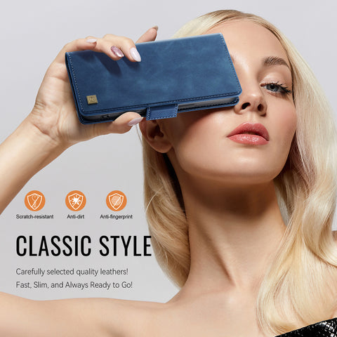 For Samsung Galaxy S22 Ultra 5G Case AUTSPACE A11 RFID Blocking Retro Leather Cell Phone Wallet Cover