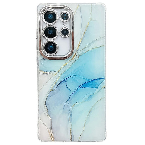 For Samsung Galaxy S24 Ultra Case IMD Marble Pattern Electroplated Protective Phone Cover