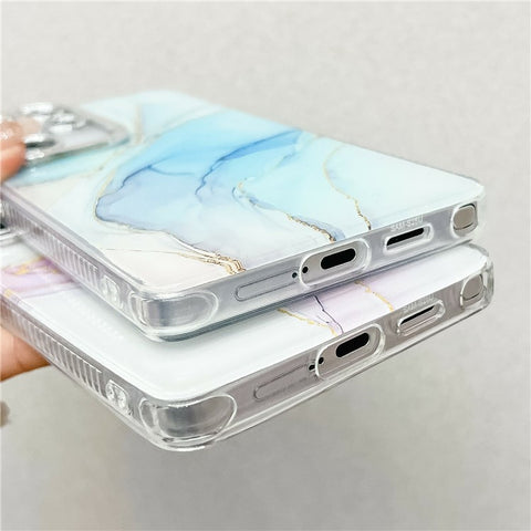 For Samsung Galaxy S24 Ultra Case IMD Marble Pattern Electroplated Protective Phone Cover