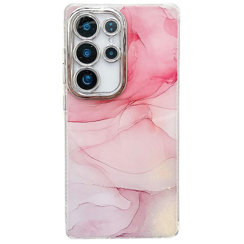 For Samsung Galaxy S24 Ultra Case IMD Marble Pattern Electroplated Protective Phone Cover