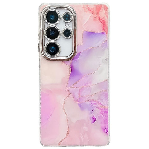 For Samsung Galaxy S24 Ultra Case IMD Marble Pattern Electroplated Protective Phone Cover