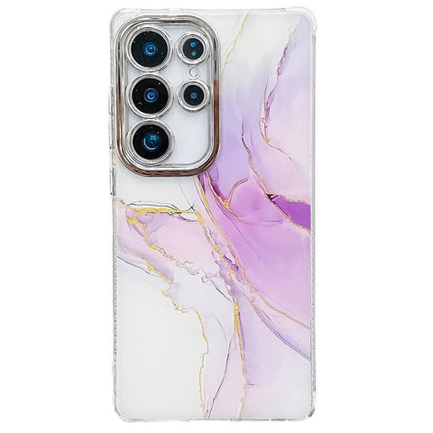 For Samsung Galaxy S24 Ultra Case IMD Marble Pattern Electroplated Protective Phone Cover