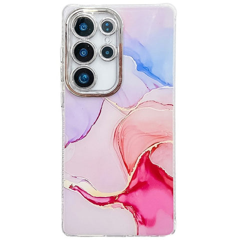 For Samsung Galaxy S24 Ultra Case IMD Marble Pattern Electroplated Protective Phone Cover