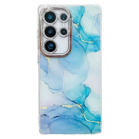 For Samsung Galaxy S24 Ultra Case IMD Marble Pattern Electroplated Protective Phone Cover