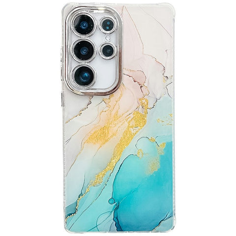 For Samsung Galaxy S24 Ultra Case IMD Marble Pattern Electroplated Protective Phone Cover