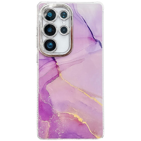 For Samsung Galaxy S24 Ultra Case IMD Marble Pattern Electroplated Protective Phone Cover