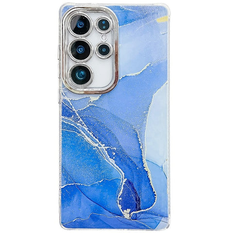 For Samsung Galaxy S24 Ultra Case IMD Marble Pattern Electroplated Protective Phone Cover