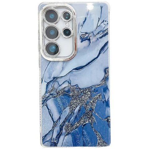 For Samsung Galaxy S24 Ultra Case IMD Marble Pattern Electroplated Protective Phone Cover