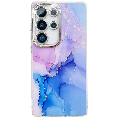 For Samsung Galaxy S24 Ultra Case IMD Marble Pattern Electroplated Protective Phone Cover