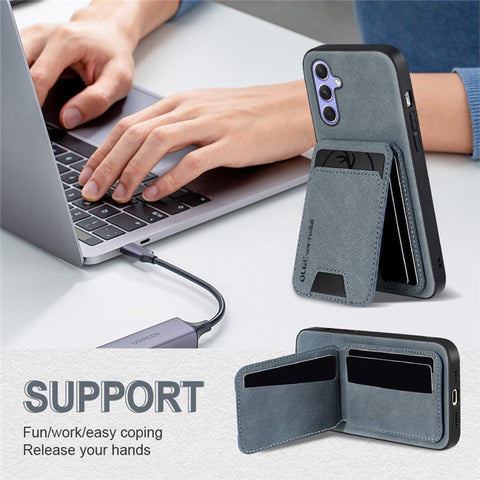 For Samsung Galaxy S25 Case Card Holder Kickstand Anti Drop PC + TPU + PU Leather Back Cover