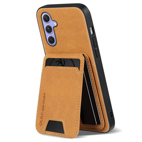 For Samsung Galaxy S25 Case Card Holder Kickstand Anti Drop PC + TPU + PU Leather Back Cover