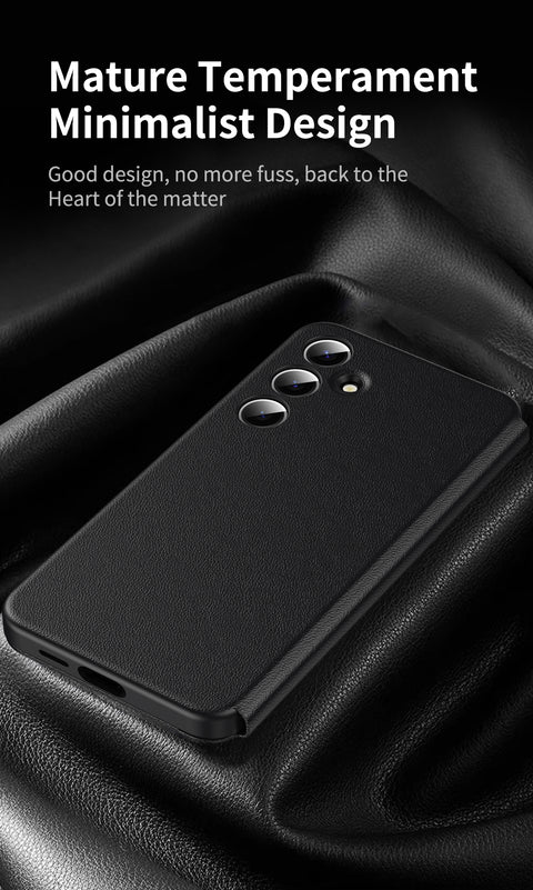 For Samsung Galaxy S25 Case with Card Holder Smart View Window PU Leather+PC+TPU Phone Cover