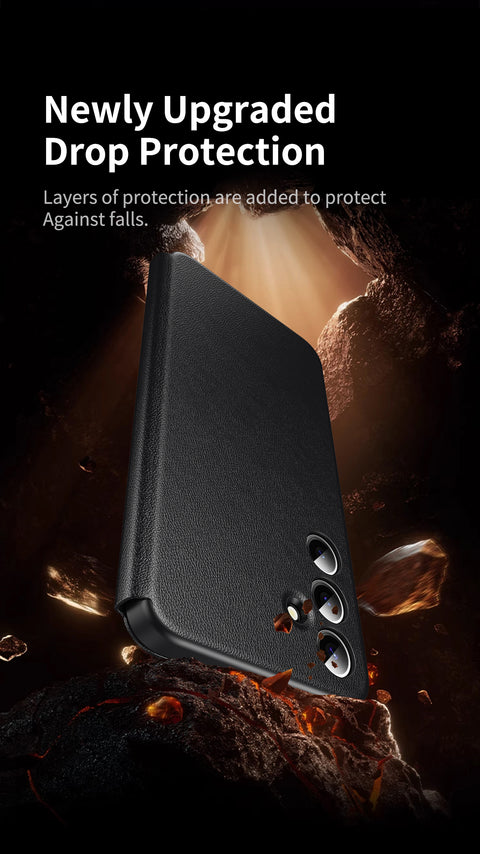 For Samsung Galaxy S25 Case with Card Holder Smart View Window PU Leather+PC+TPU Phone Cover