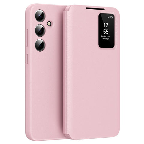 For Samsung Galaxy S25 Case with Card Holder Smart View Window PU Leather+PC+TPU Phone Cover