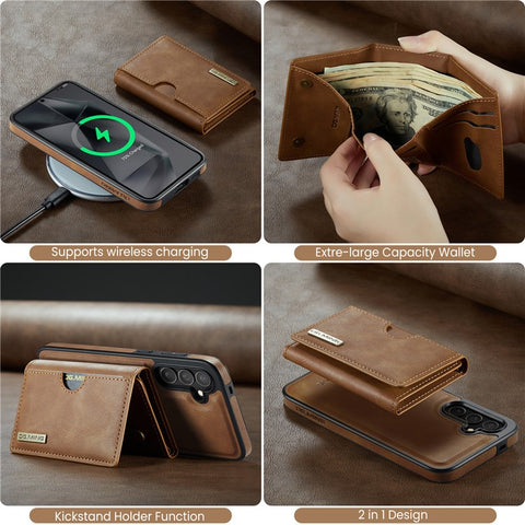 DG.MING M6 Series For Samsung Galaxy S25 Case Magnetic Wallet PU + PC + TPU Phone Cover