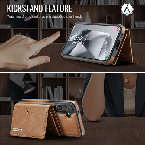 DG.MING M6 Series For Samsung Galaxy S25 Case Magnetic Wallet PU + PC + TPU Phone Cover