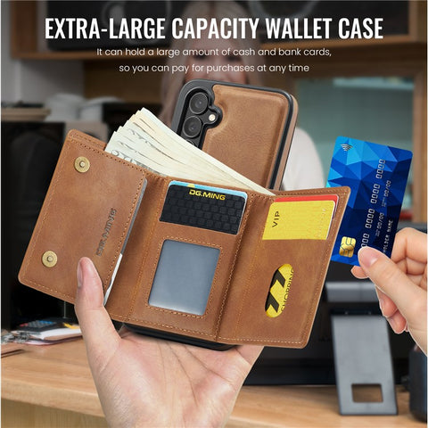 DG.MING M6 Series For Samsung Galaxy S25 Case Magnetic Wallet PU + PC + TPU Phone Cover