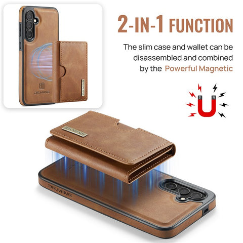 DG.MING M6 Series For Samsung Galaxy S25 Case Magnetic Wallet PU + PC + TPU Phone Cover