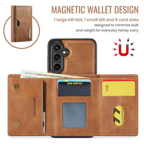 DG.MING M6 Series For Samsung Galaxy S25 Case Magnetic Wallet PU + PC + TPU Phone Cover