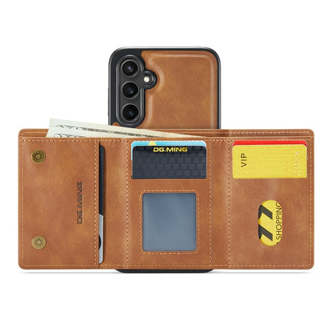 DG.MING M6 Series For Samsung Galaxy S25 Case Magnetic Wallet PU + PC + TPU Phone Cover