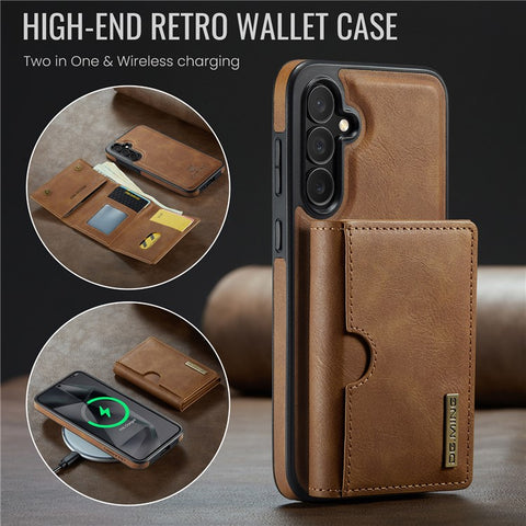 DG.MING M6 Series For Samsung Galaxy S25 Case Magnetic Wallet PU + PC + TPU Phone Cover