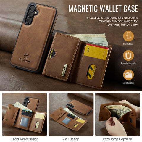 DG.MING M6 Series For Samsung Galaxy S25 Case Magnetic Wallet PU + PC + TPU Phone Cover
