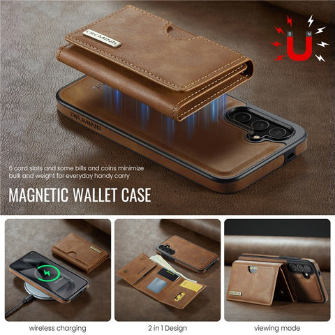DG.MING M6 Series For Samsung Galaxy S25 Case Magnetic Wallet PU + PC + TPU Phone Cover