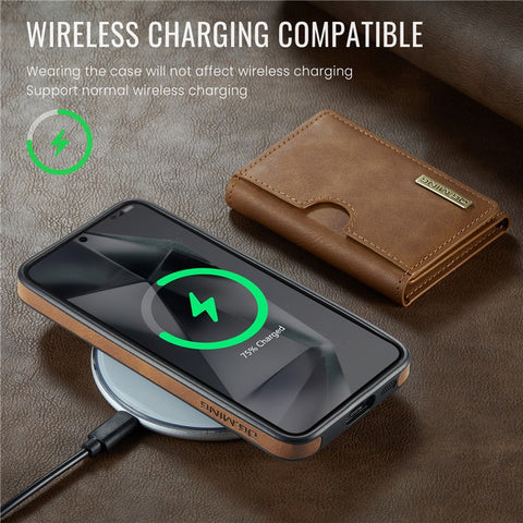 DG.MING M6 Series For Samsung Galaxy S25 Case Magnetic Wallet PU + PC + TPU Phone Cover
