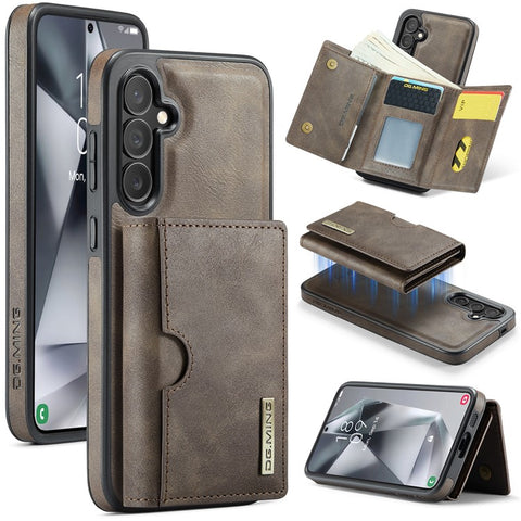 DG.MING M6 Series For Samsung Galaxy S25 Case Magnetic Wallet PU + PC + TPU Phone Cover