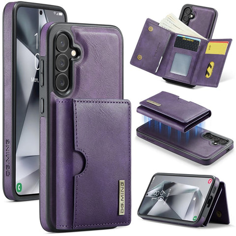 DG.MING M6 Series For Samsung Galaxy S25 Case Magnetic Wallet PU + PC + TPU Phone Cover