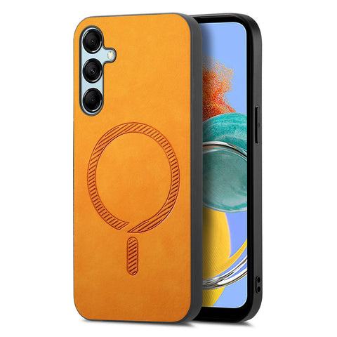 For Samsung Galaxy M14 5G Leather Back Magnetic Case Skin-touch Phone Cover