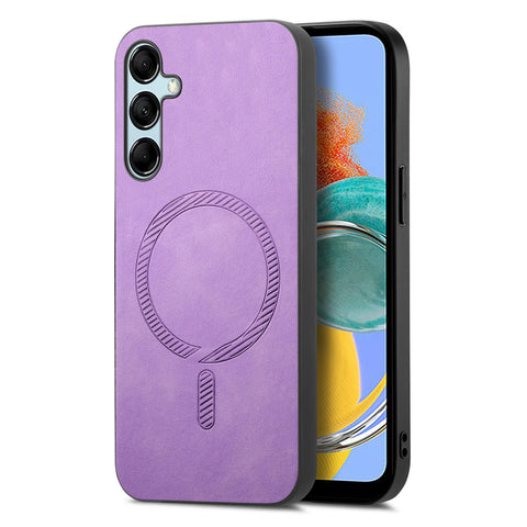 For Samsung Galaxy M14 5G Leather Back Magnetic Case Skin-touch Phone Cover