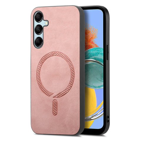 For Samsung Galaxy M14 5G Leather Back Magnetic Case Skin-touch Phone Cover
