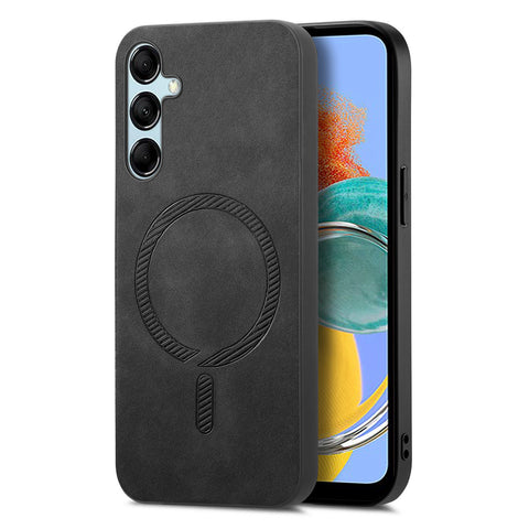 For Samsung Galaxy M14 5G Leather Back Magnetic Case Skin-touch Phone Cover