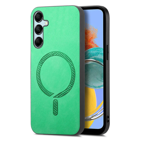 For Samsung Galaxy M14 5G Leather Back Magnetic Case Skin-touch Phone Cover