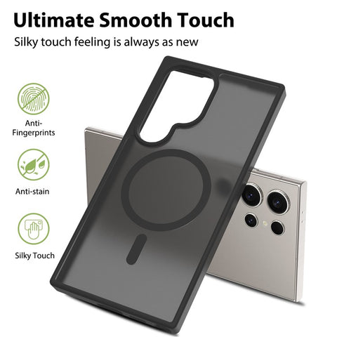 For Samsung Galaxy S24 Ultra Magnetic Case TPU Frame Acrylic Back Phone Cover Skin Touch