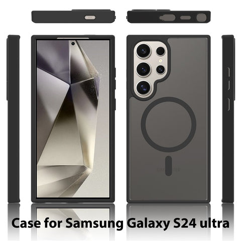 For Samsung Galaxy S24 Ultra Magnetic Case TPU Frame Acrylic Back Phone Cover Skin Touch