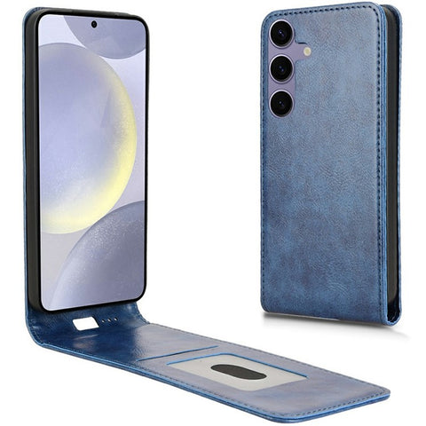 For Samsung Galaxy S24+ Case with Card Slot Magnetic Vertical Flip Leather Phone Cover