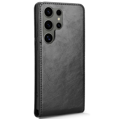 For Samsung Galaxy S24 Ultra Case with Card Slot Magnetic Vertical Flip Leather Phone Cover