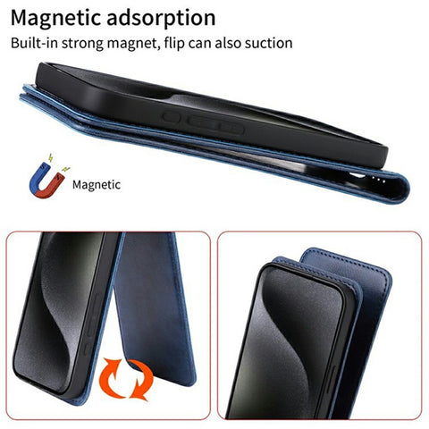 For Samsung Galaxy S24 Ultra Case with Card Slot Magnetic Vertical Flip Leather Phone Cover