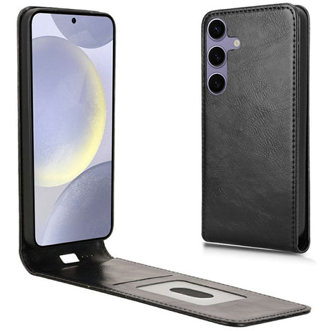 For Samsung Galaxy S24 Case with Card Slot Magnetic Vertical Flip Leather Phone Cover